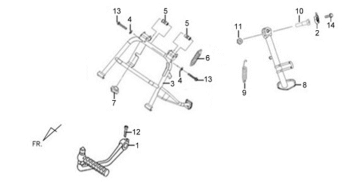 Stojak środkowy/stojak boczny/pedał kickstartera Sym X'PRO 125