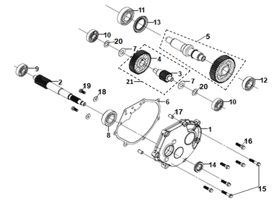 Mission case - drive shaft Sym ADX 125i ABS+ TCS E5 2023