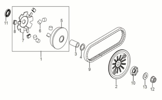 RUCHOMY NAPĘD CZOŁA ASSY Sym Jet 14 50I E5