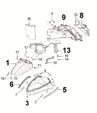Mudguard Peugeot Django 125 EFI E5 2021-2022 DEEP OCEAN BLUE/ MAD GRAY (S5)