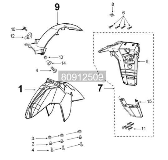 Mudguard Peugeot Tweet 125i E5 FL 2023-2025 BLACK (M7)