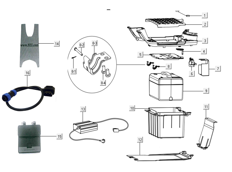 Bateria - podnóżek Niu N-GT