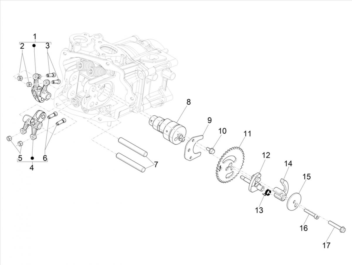 Wałek rozrządu Vespa GTS 300 HPE 4T 4V IE ABS E4 2019 (EMEA)