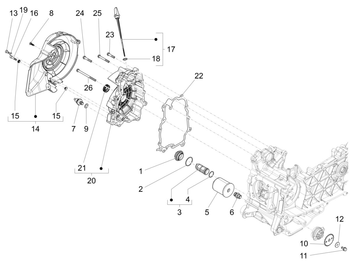 Liberty 125 IGET 4T 3V IE E4 Filtr oleju ABS 2015 - 2019 (EMEA)