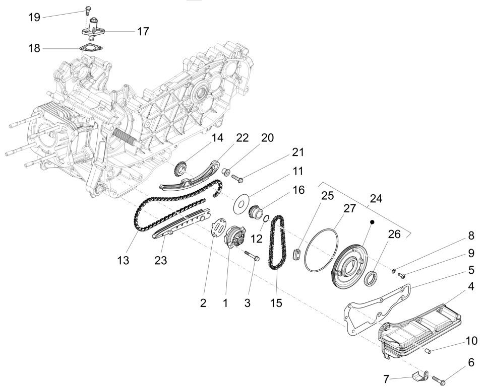 Piaggio Liberty 125 4-suwowy 3V IE ABS pompa olejowa (IGET Euro 5)