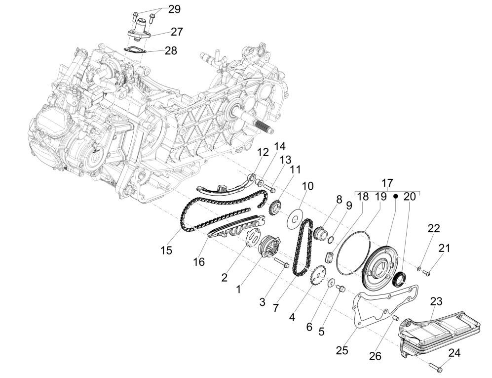 Piaggio Medley 125 ABS E5 2021-2022 (EMEA) pompa olejowa
