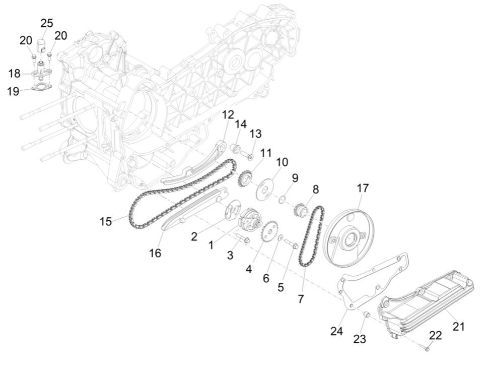 Piaggio MP3 300 HPE /300 HPE SPORT E5 ABS 2020-2022 (EMEA) pompa olejowa