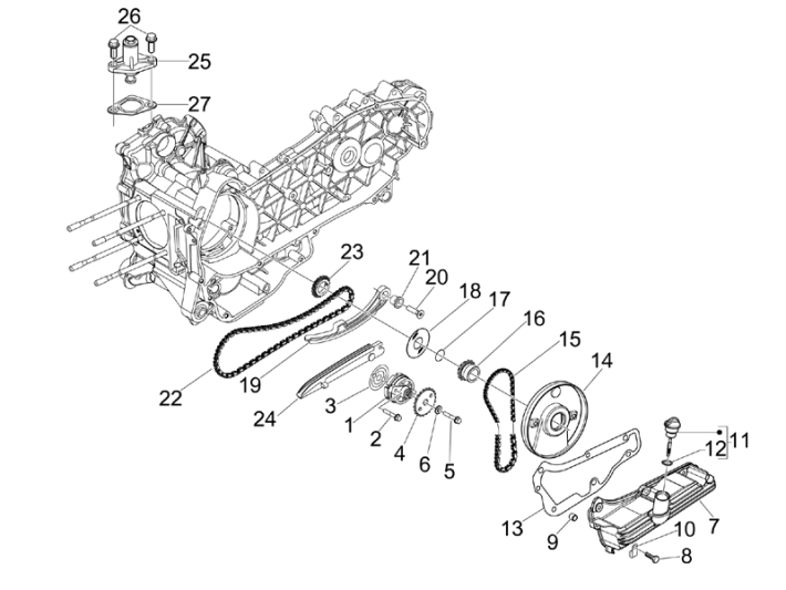Pompa oleju Vespa GTS 300 czyli 2008-2016 (z ABS i bez)