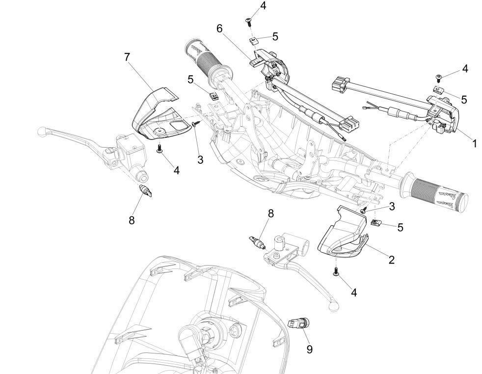 Przełączniki przełączniki - przyciski - przełączniki Vespa Sprint 125 4T 3V IE ABS