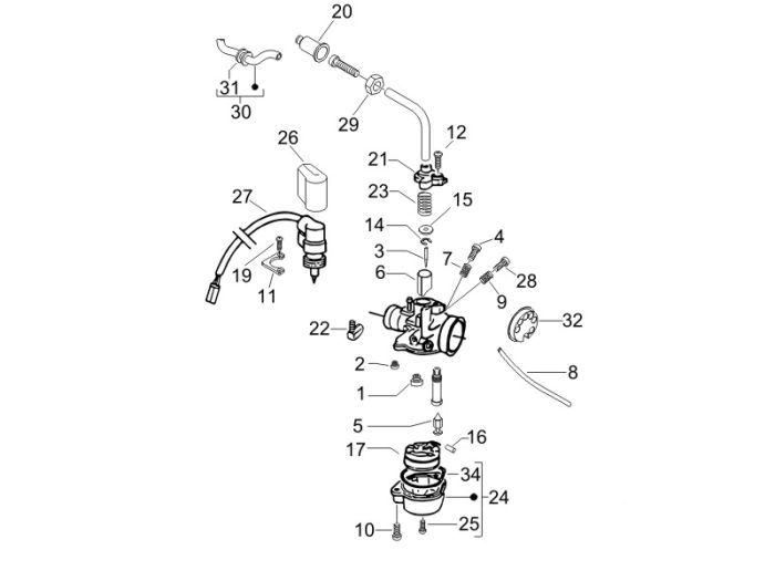 Gaźnik Piaggio Fly 2-suwowy