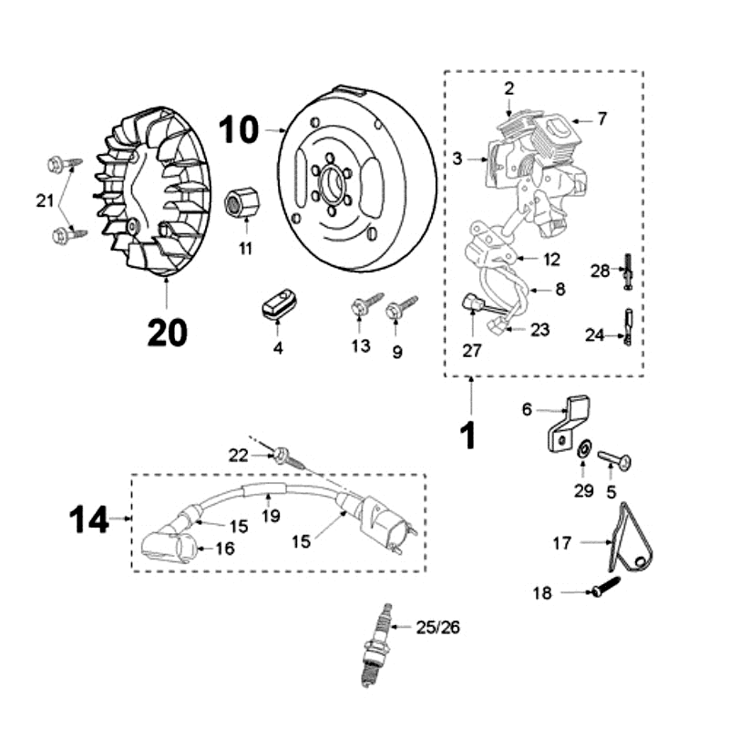 Sekcja zapłonu Peugeot Fox czerwona