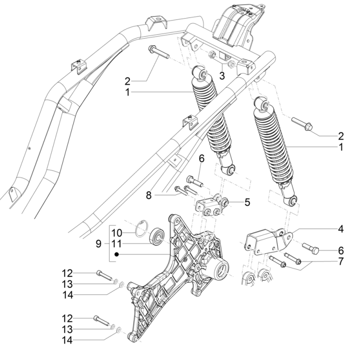 Zawieszenie tylne — Amortyzator/s Piaggio Beverly 300 4T 4V HPE ABS E5 2021-2022 (EMEA)