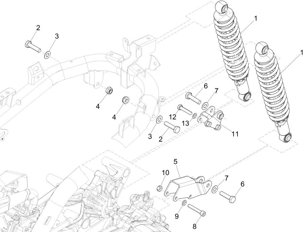 Piaggio Medley 125 ABS E5 2021-2022 (EMEA) Rodzaj skrzyni biegów - Amortyzator/s