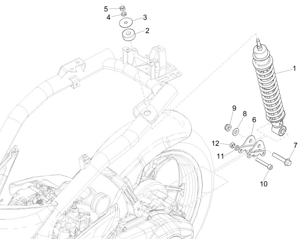 Zawieszenie tylne - Amortyzator Piaggio Liberty 125 4-suwowy 3V IE ABS (IGET Euro 5)