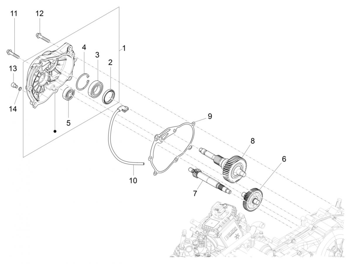 Skrzynia biegów: Vespa GTS 300 HPE 4T 4V IE ABS E4 2019 (EMEA)