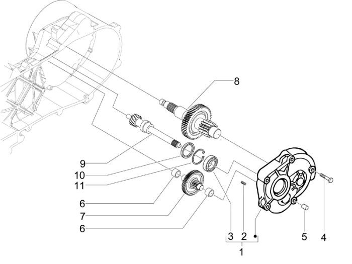 Skrzynia biegów Vespa S 45km 4-suwowy 4-zawór