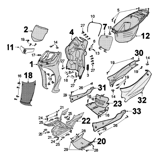 Panels Peugeot Tweet 125 EFI YO N SBC E4 2018-2020 ANTARTICA WHITE (K7)