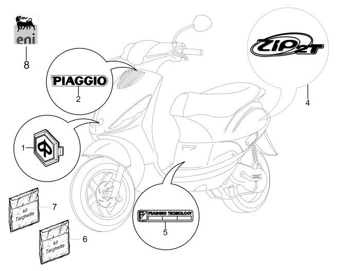 Emblematy Piaggio Zip 2000 2-suwowy AC
