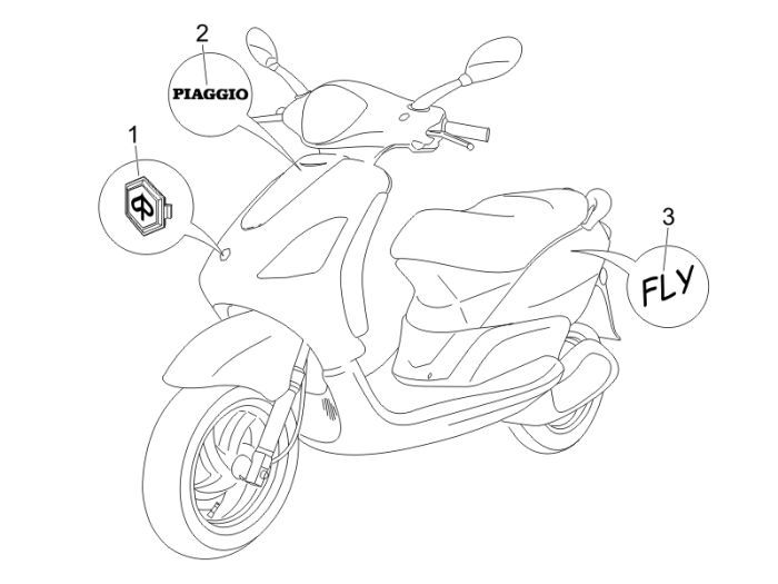 Emblematy 2-suwowe Piaggio Fly