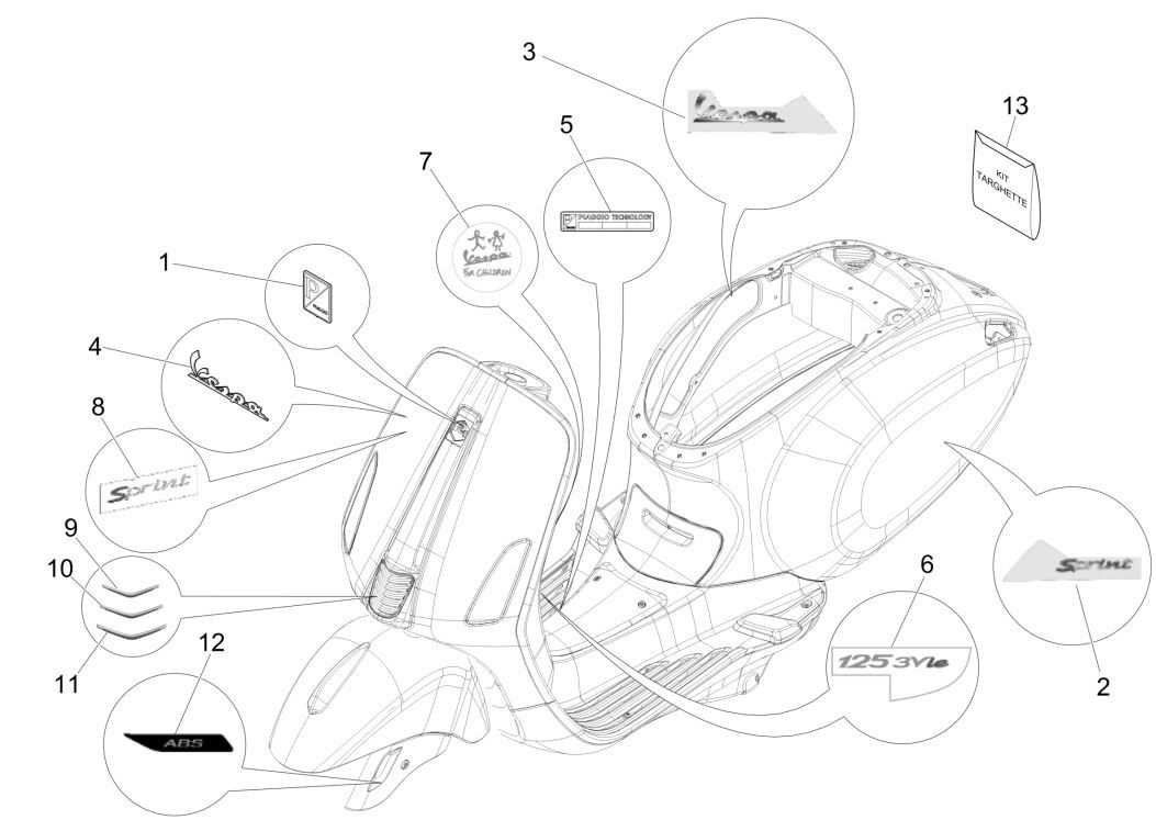 Zdjęcia i paski dekoracyjne Vespa Sprint 125 4T 3V IE ABS