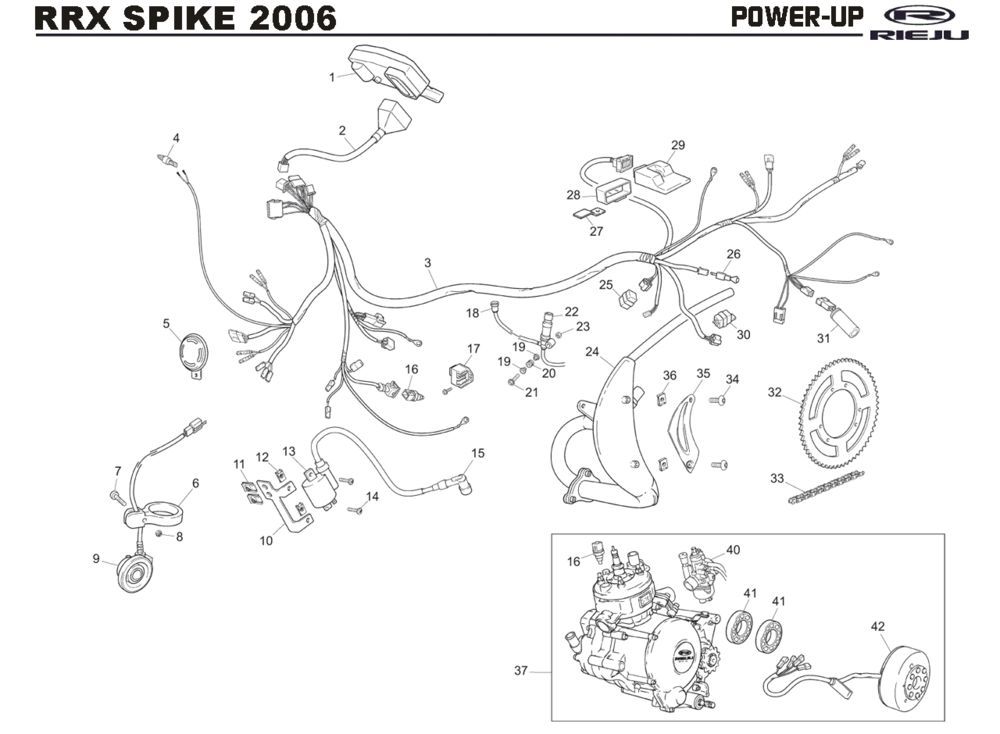 Power-up Rieju Spike-X pomarańczowy 2008 2-suwowy