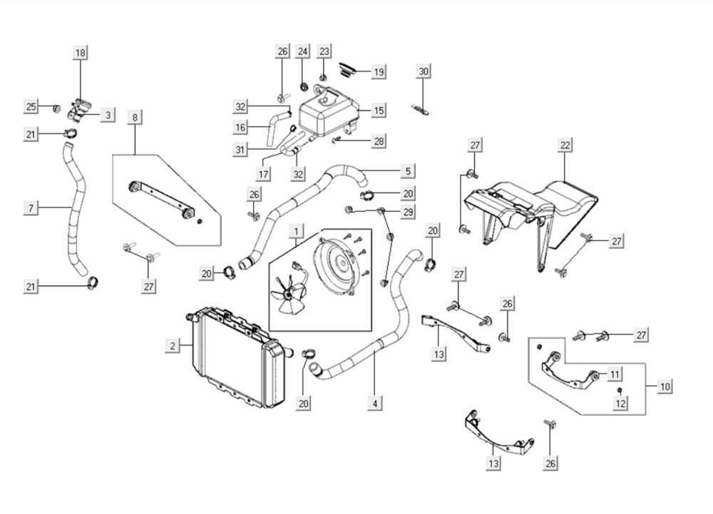Chłodnica Kymco Xciting 400i Czarny Mat