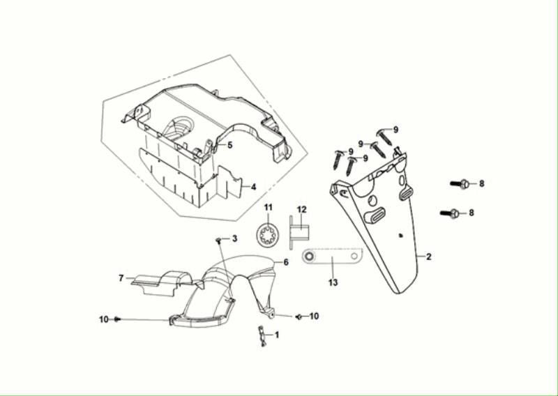 Sym Fiddle ll Euro 5 błotnik tylny
