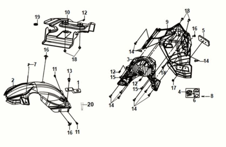 Rear Fender - Rear Inner Fender Sym Orbit III 125I E5