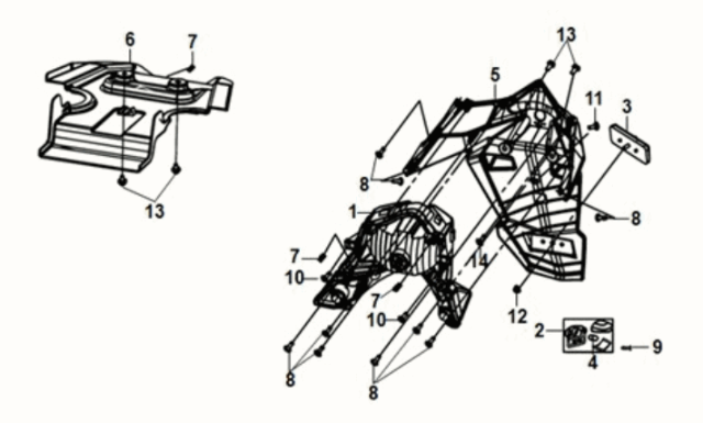 Błotnik tylny/tylny błotnik wewnętrzny Sym E-XPRO 45KM/H 2020-2021