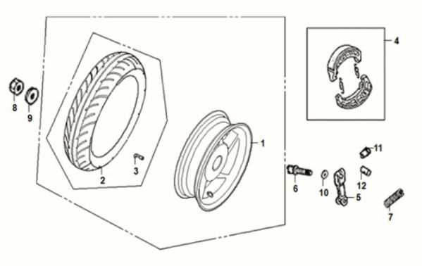 Rear Wheel Sym Orbit III 125I E5