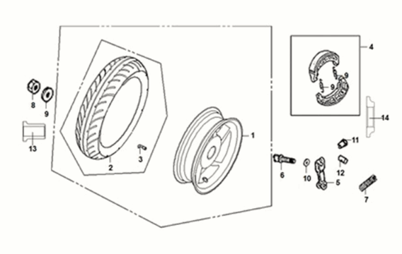 Koło tylne Sym X-Pro 50 E5