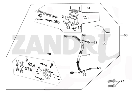 Hamulec prawy Santini Capri srebrny