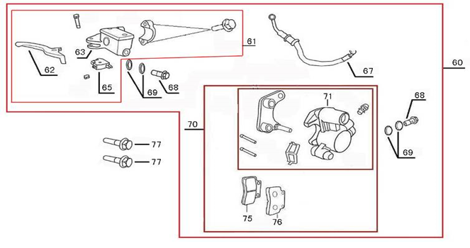 Hamulec China Star50 kremowy szary