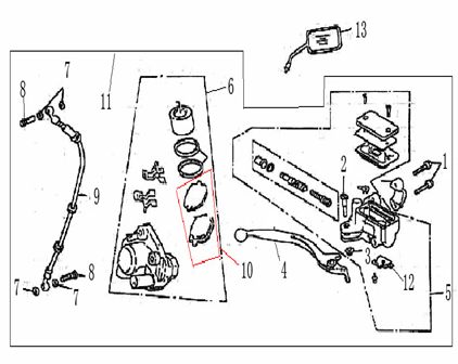 Części hamulcowe prawe lusterko BTC Grande Retro niebieski krem