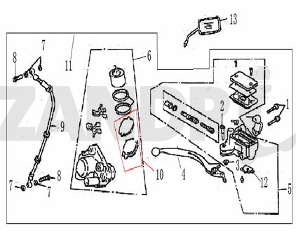 Części hamulcowe prawe lusterko BTC Grande Retro GT1 niebieski krem