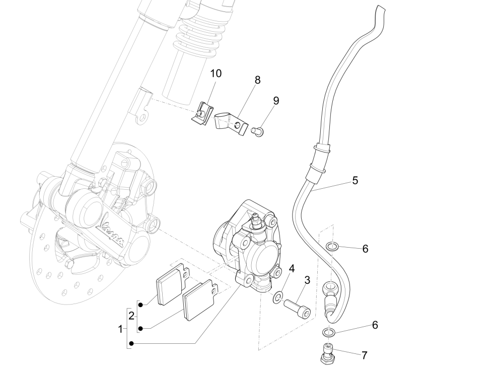 Zacisk hamulcowy Vespa Sprint 4-osobowy 3-osobowy (trysk euro4 IGET)