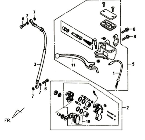 Remklauw voor - remgreep - remleiding Sym Fiddle II