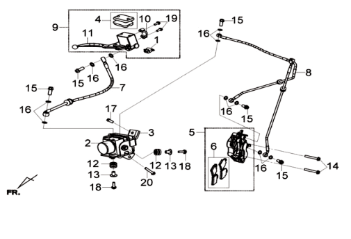 Zacisk przedni/uchwyt hamulca KPL. Sym Joymax 300I ABS E3 2014-2016