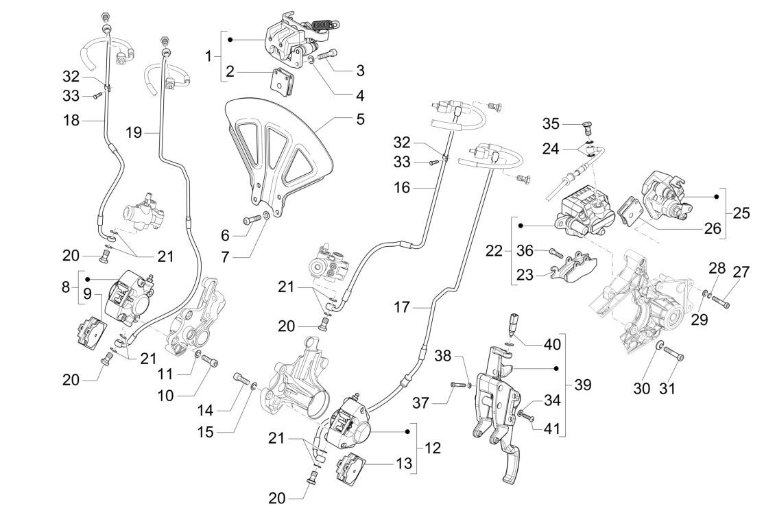Przewody hamulcowe - Zacisk hamulcowy (ABS) Piaggio MP3 300 ie E4 LT BUSINESS - SPORT NOABS-ABS 2016 - 2018 (EMEA)