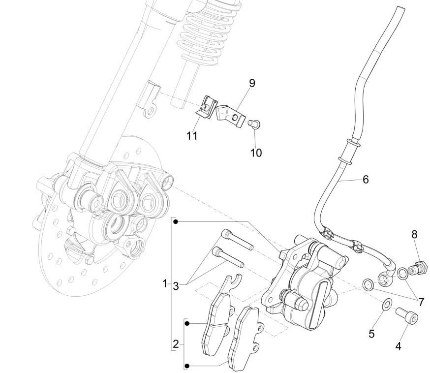 Przewody hamulcowe - Zacisk hamulcowy Vespa Primavera 125 4T 3V IE ABS