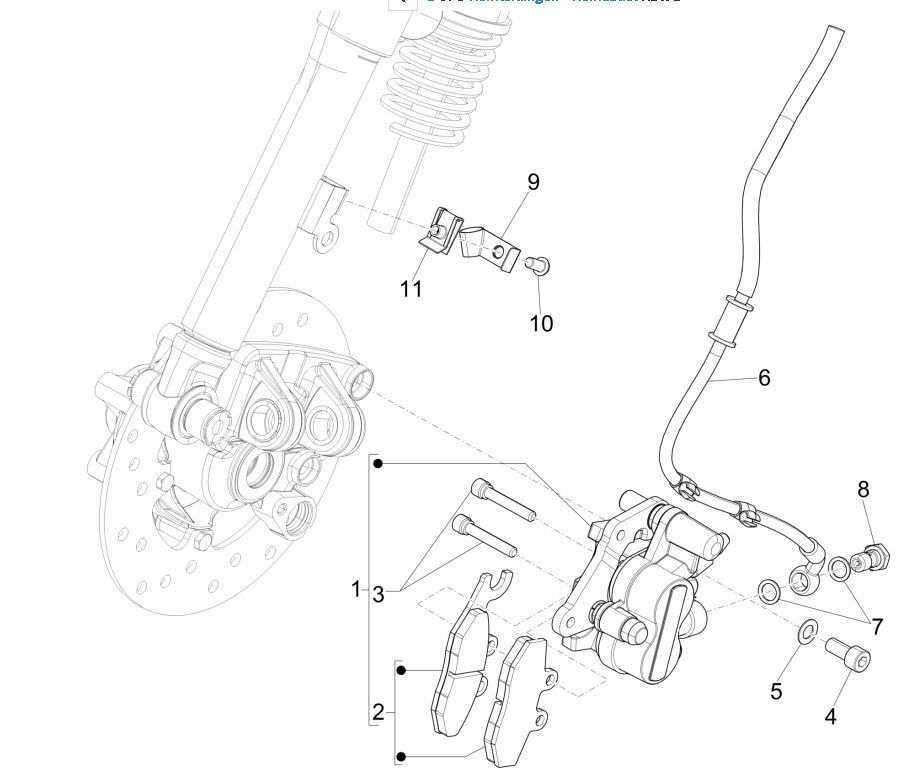 Przewody hamulcowe - Zacisk hamulcowy Vespa Sprint 125 4T 3V IE ABS