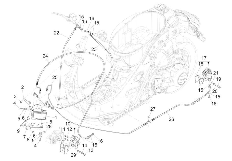 Przewody hamulcowe GTS 125 IE (z ABS)