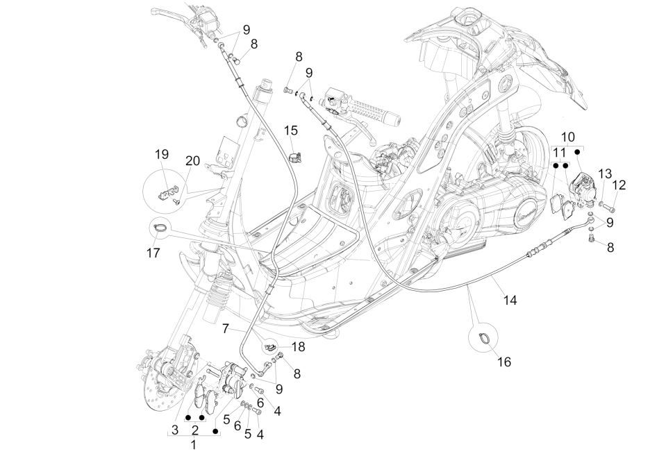 Przewody hamulcowe GTS 125 IE (bez ABS)
