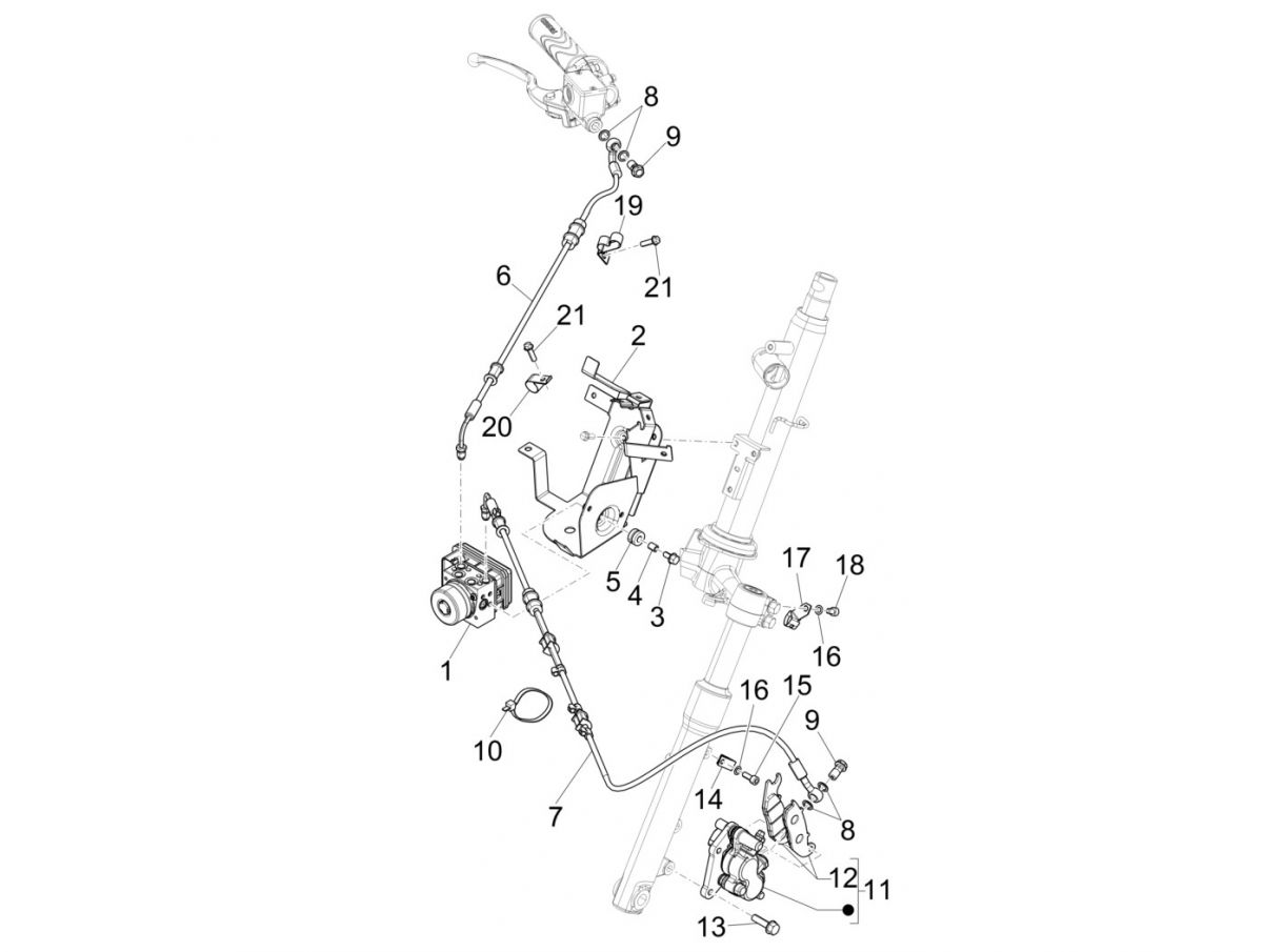 Liberty 125 IGET 4T 3V IE E4 ABS przewód hamulcowy 2015 - 2019 (EMEA)