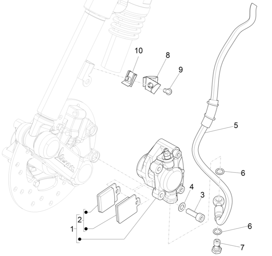 Przewody hamulcowe Vespa Etrica 45KM/H E5 2021 (EMEA)