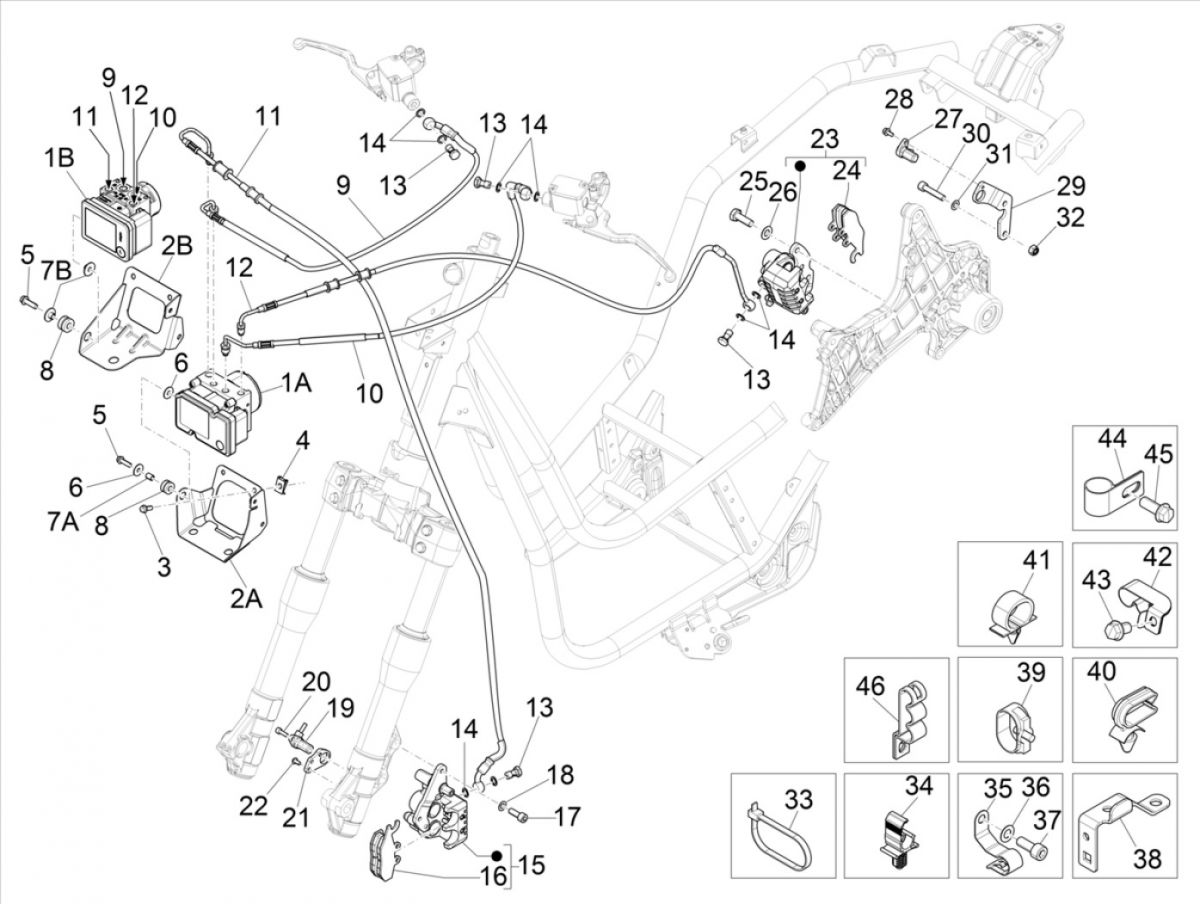 Piaggio Beverly 300 IE ABS E4 2016 - 2020 układ hamulcowy (EMEA)