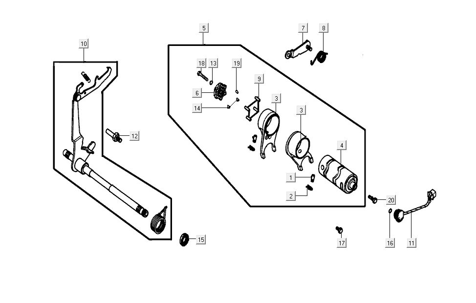 Mechanizm przełączający Kymco K-Pipe 4-suwowy Połysk Czarny