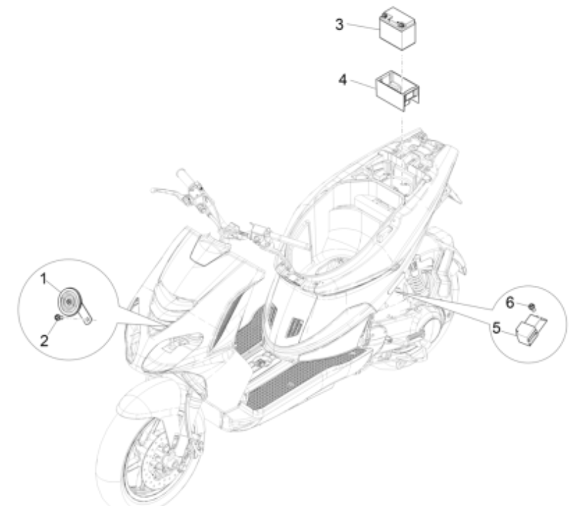 Akumulator - klakson - przekaźnik rozrusznika Piaggio NRG Power 50 2-suwowy LC Euro 4