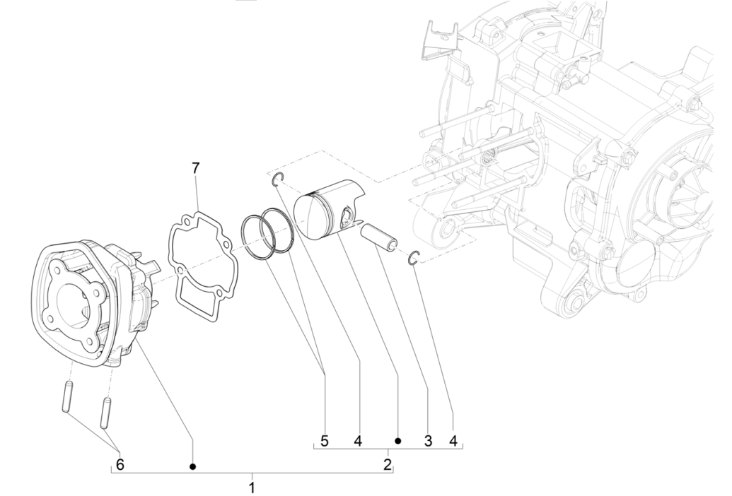 Siłownik - tłok Piaggio NRG Power 50 2-suwowy LC Euro 4