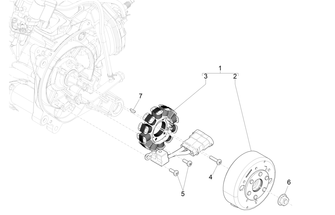 Zapłon - Stojan - Koło zamachowe Piaggio NRG Power 50 2-suwowy LC Euro 4